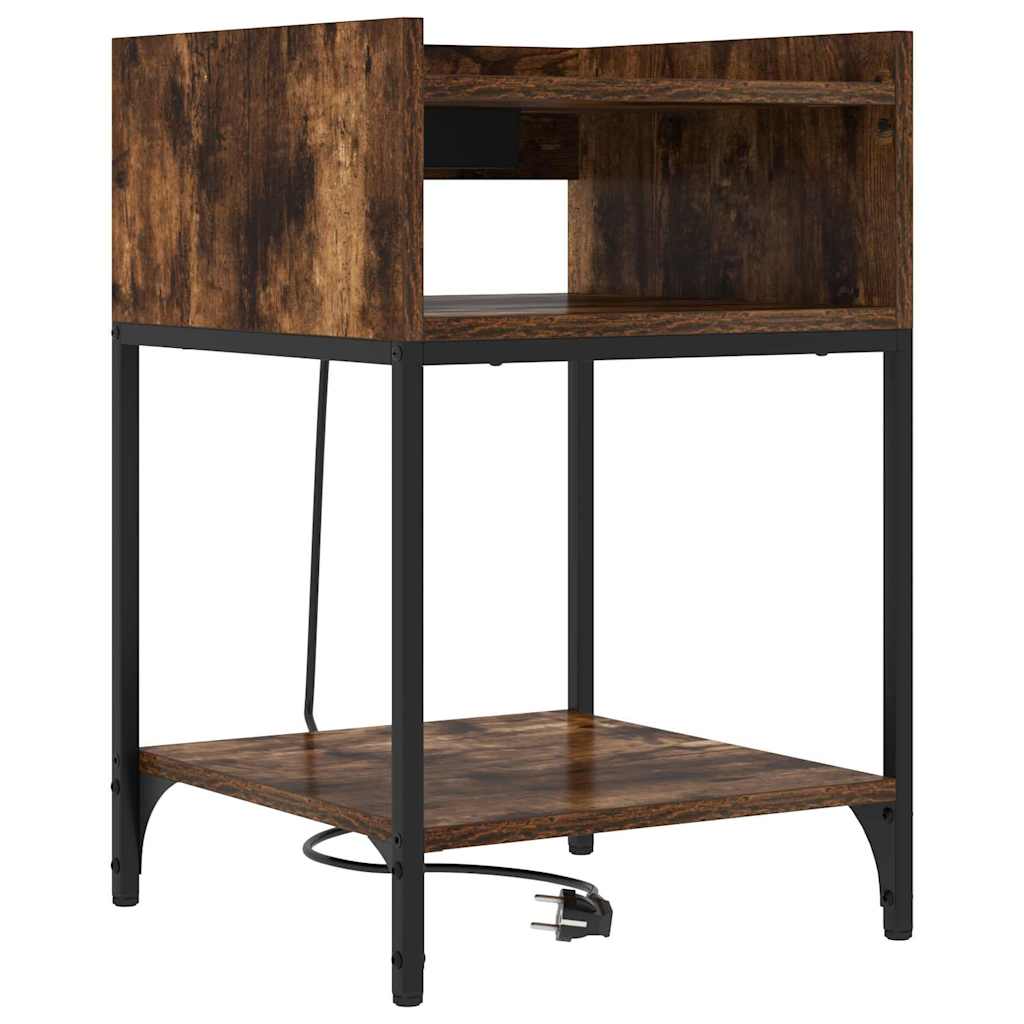 Nightstand with Shelf 2 pcs Smoked Oak 40 x 40 x 61 cm