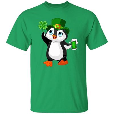 Penguin with Shamrock and Beer St Patrick Day Unisex T-shirt 4XL 5XL 6XL Irish G