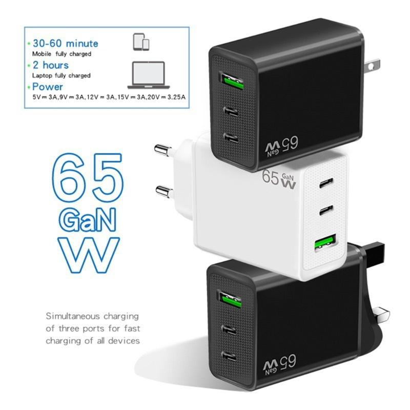 65W USB Type C Charger Block, 3-Port Fast Charging Adapter Wall Plug Charger Adapter Compatible for Phone 15 Series
