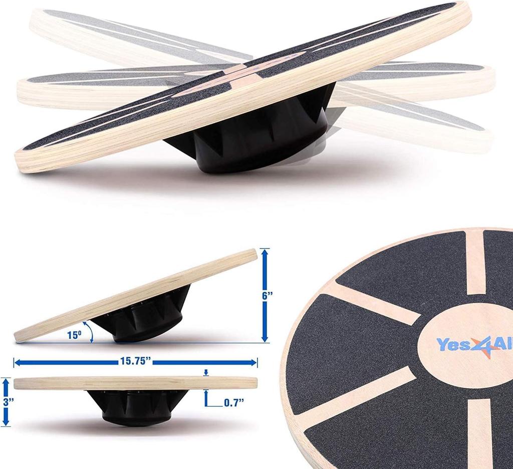 Yes4All Wooden Balance Core Training Stretch Balance Injury 40cm Imported from PFP9 Board, Board, Board, Black, Wooden, Training, Portable,