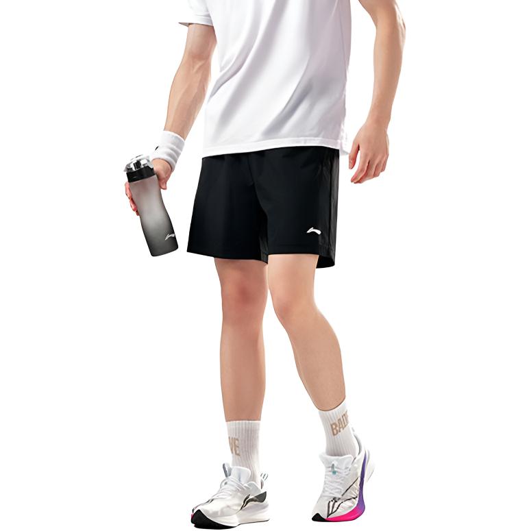 Li-Ning Trendy Fashion Loose Solid Color Versatile Simple Casual Shorts Unisex Shorts Black AAPV155-1
