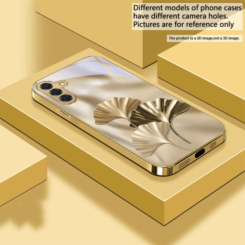 Luxurious Ginkgo Leaves For Samsung Galaxy S20 FE S21 S22 S23 Plus S24 Ultra 25Ultra S21+ S9+ S22Plus Golden glass phone case
