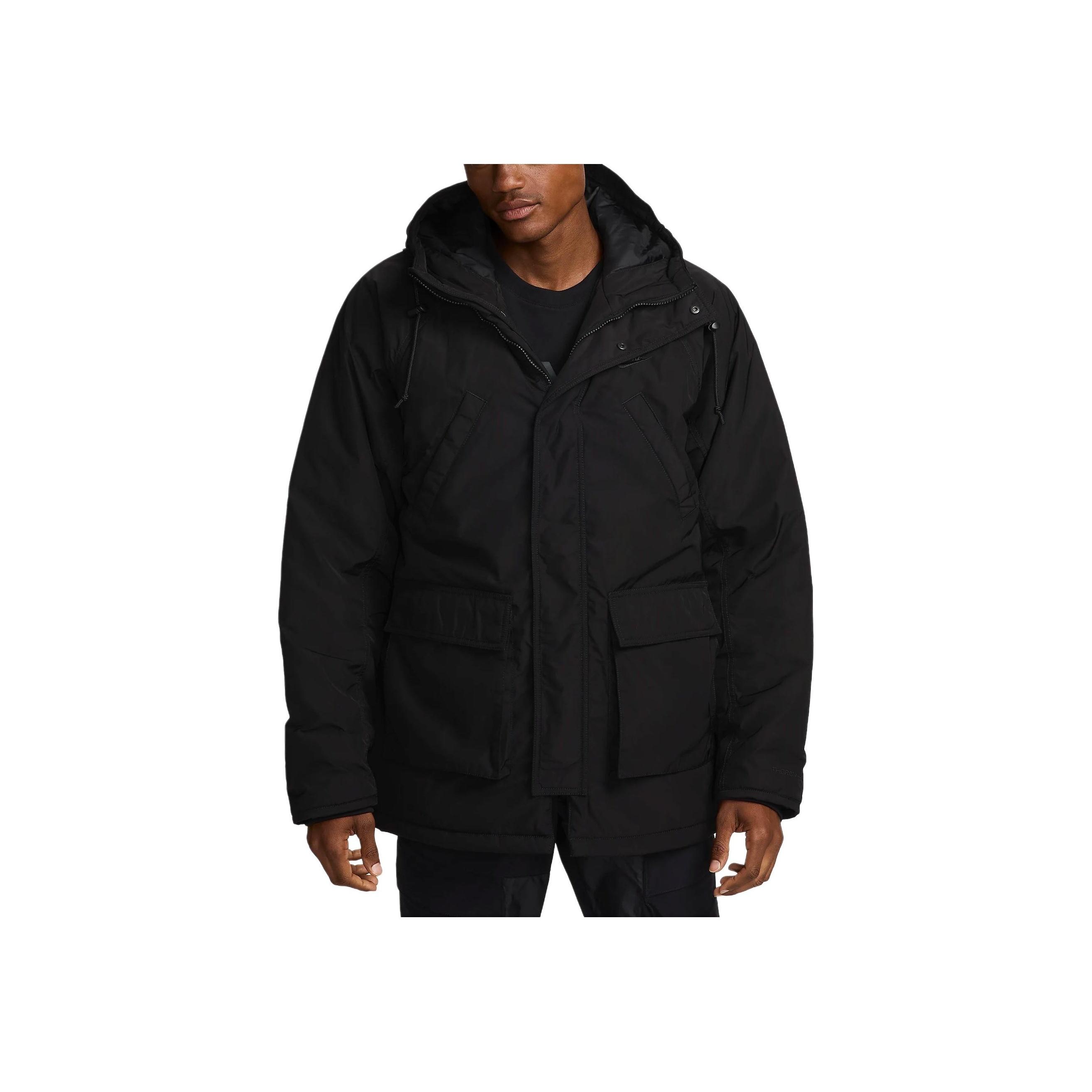 

Nike Спортивная одежда Клуб Therma-FIT Теплая Водонепроницаемая Удобная Парка с длинным рукавом Мужская верхняя одежда Черная FZ0869-010 XL