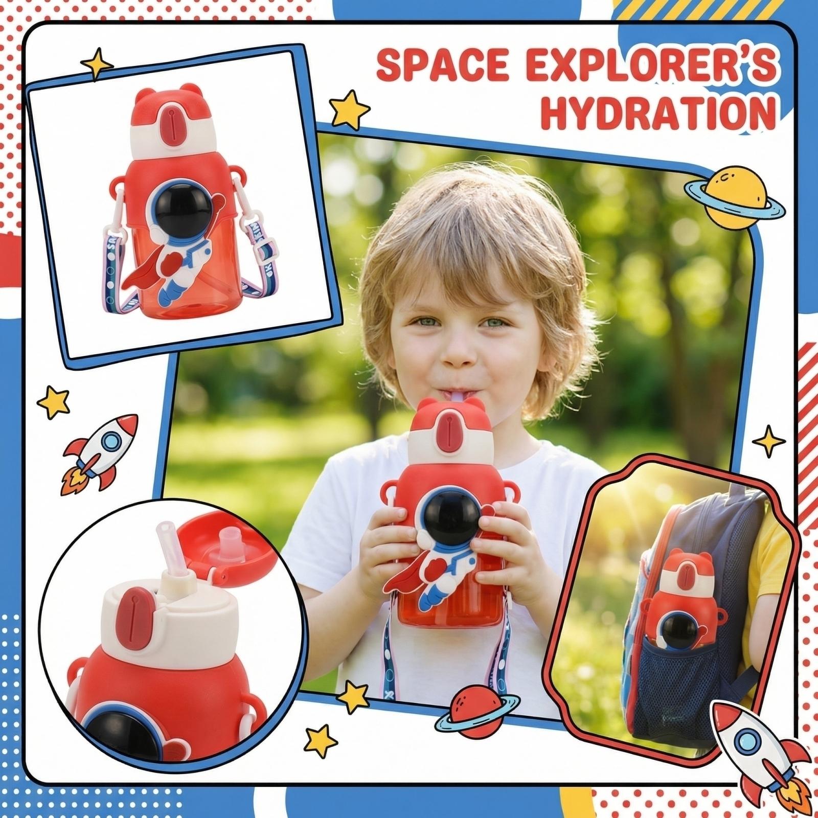 

English: Kids Straw Water Bottle Summer Water Cup for Boys Girls School one size червоний