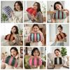 Hasp Closure Striped Bag Soft Texture Cloud Pouch Wrinkled Purse Knit Clutch  Fashion Ladies