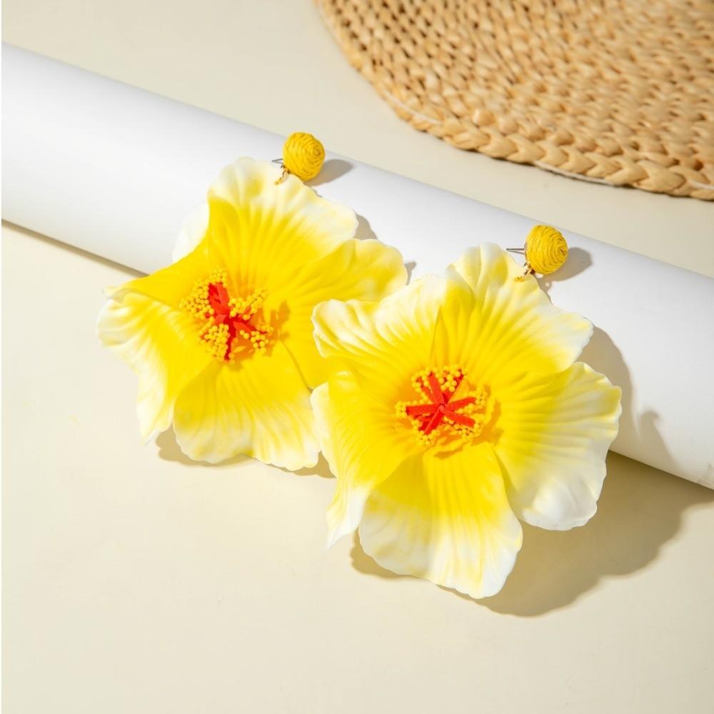 Sweet Fabric Flower Earrings Colorful Beach Drop Earrings Beautiful Floral Pendant Earrings  Women