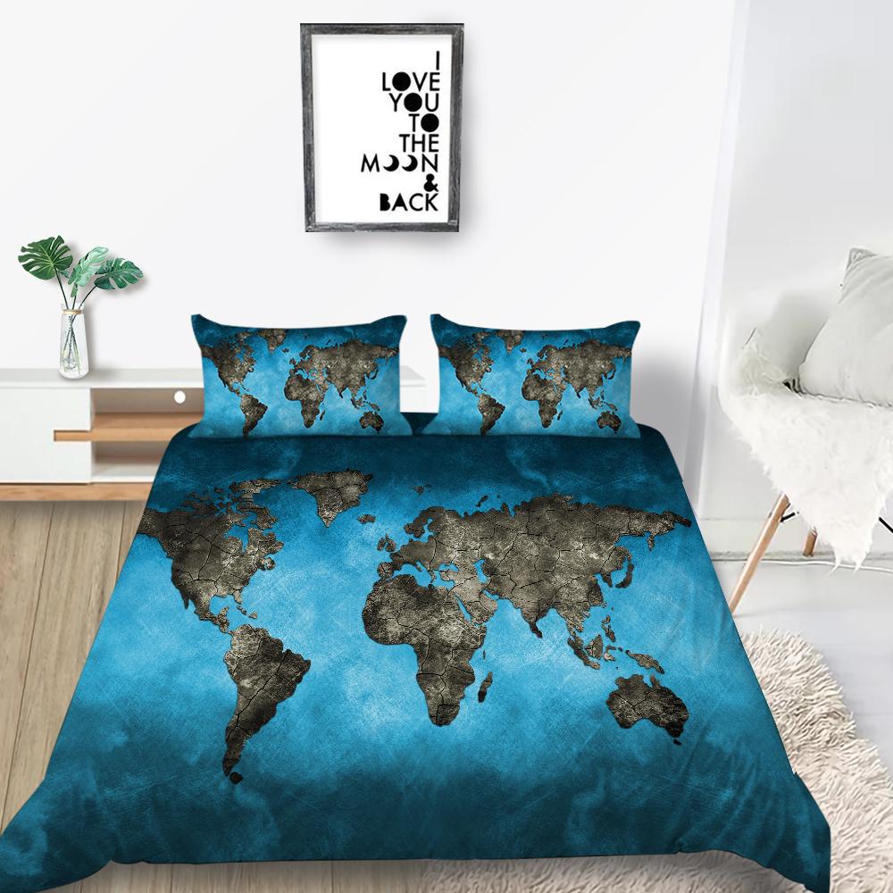 

Новая мода, уникальный дизайн, комплект пододеяльников, карта, чехол для постельного белья, костюм, пододеяльник с изображением моря, мягкий чехол, комплект для мальчиков, двойные размеры, постельная одежда EU Single 135x200cm
