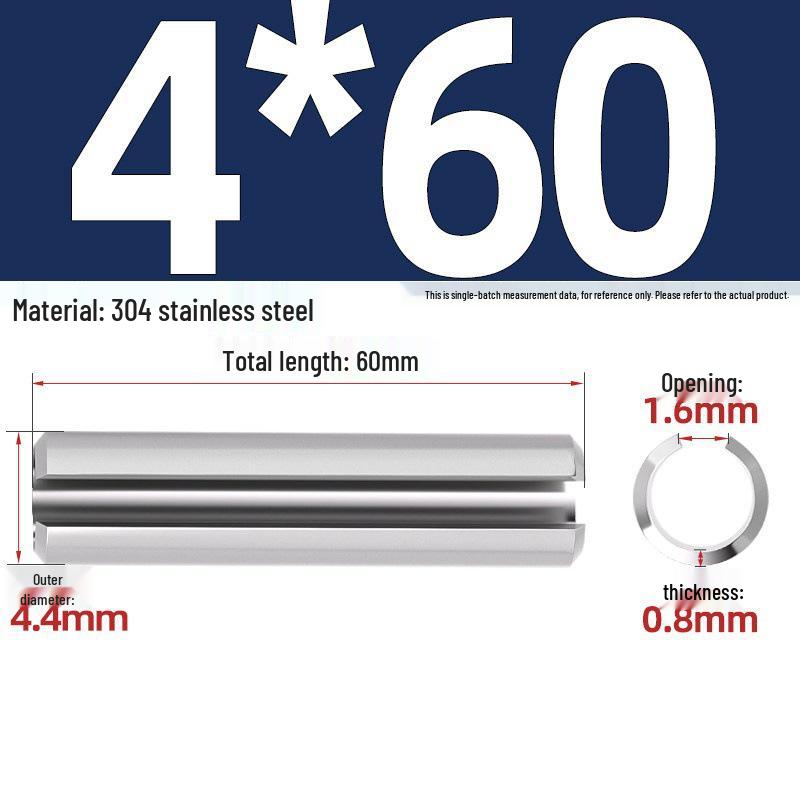 304 Stainless Steel Slotted Spring Pin, Cylindrical Shaft Pin, Locating and Hollow Pin (M5-M12)