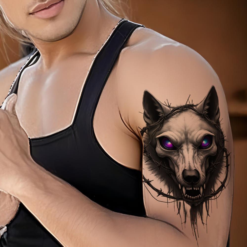 3pcs Temporary Tattoo Waterproof Long-lasting Body Stickers Skull With Snake Cracked Skull Fox Skeleton For Thighs Adults