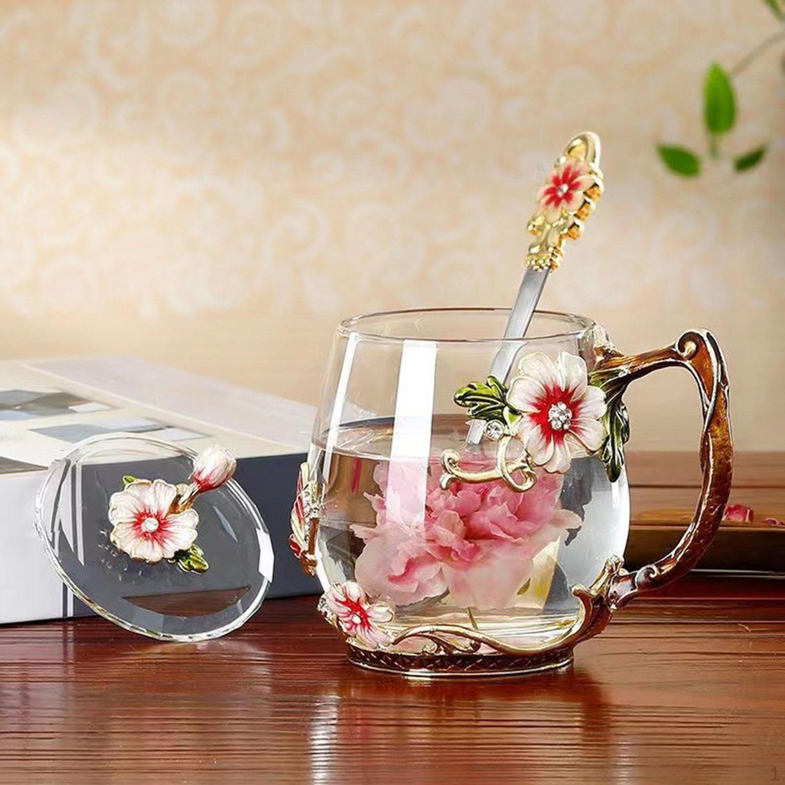 

Эмалированная чашка для чая со стеклянной крышкой и ложкой на День матери для девочек и влюбленных Подарки