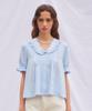 Baitalssain Embroidered Pintuck Puff Blouse (Lightblue)