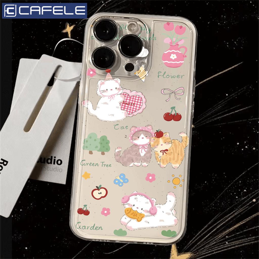 Cute cat is suitable for Apple 16/12/13 mobile phone case 14/15promax transparent 7/8P soft XS fine hole