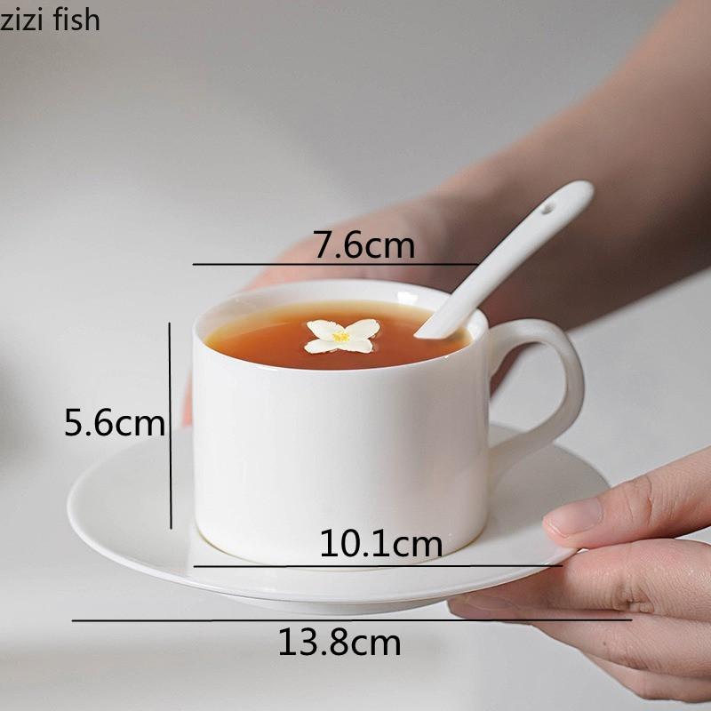 Mutton Fat Jade Porcelain Coffee Cup and Saucer Set Couple Water Cup Afternoon Tea Cup Milk Tea Cups Milk Mugs Coffee Mugs