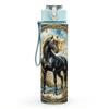 1PC Vintage Horse Antique Oil Painting Style 750ml Color Plastic Sports Water Bottle Leakproof Flip Straw Lid Suitable for Sports Office Home Use