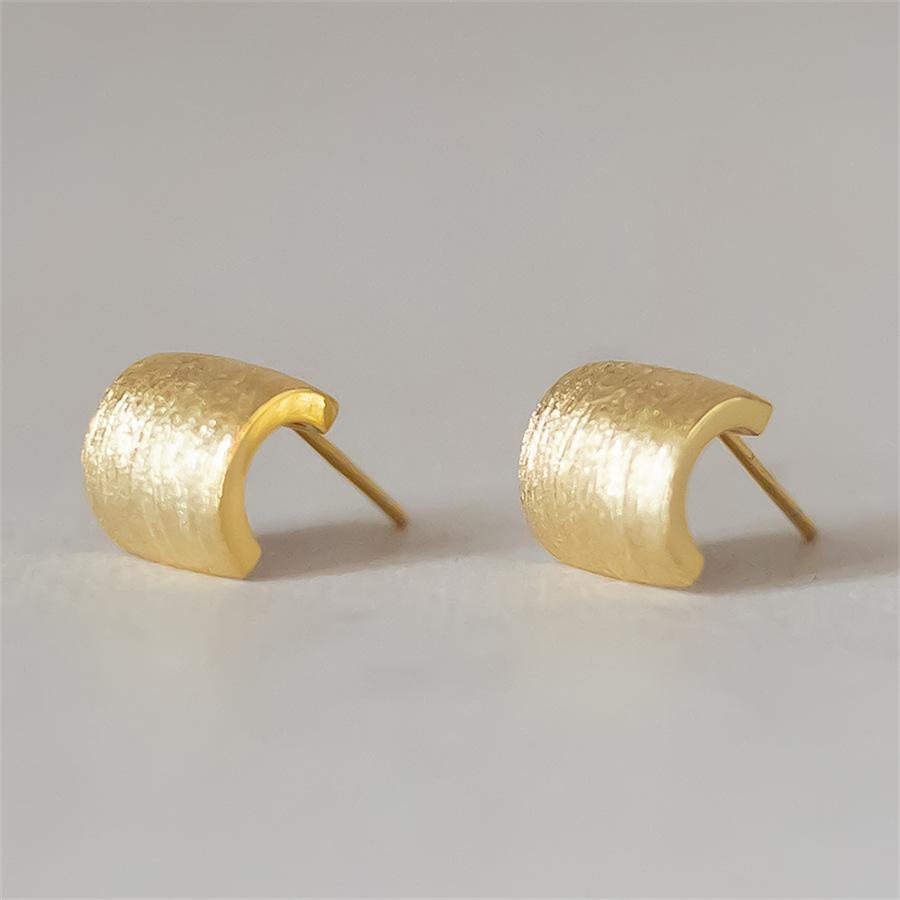 925 sterling silver small tile brushed stud earrings niche design earrings temperament light luxury versatile earrings tide