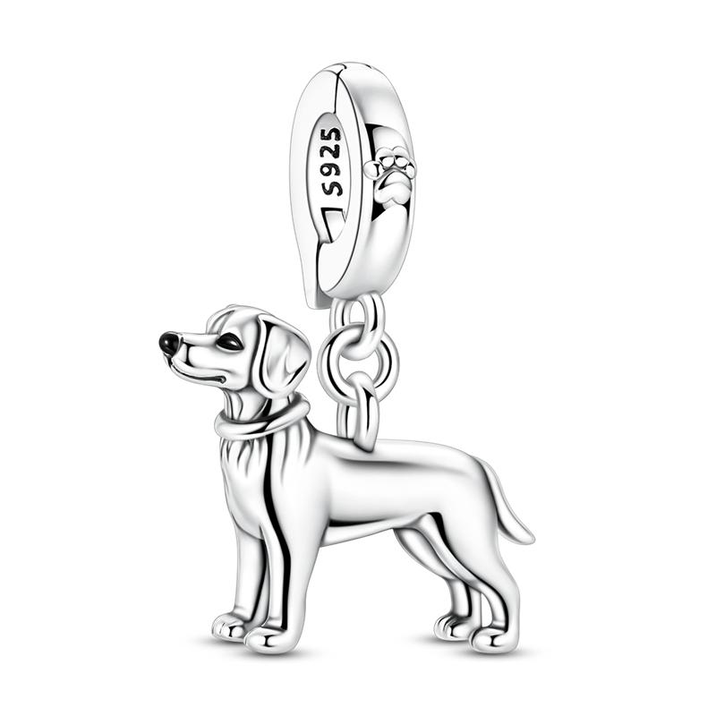 Niedliche Haustiere Hund Anhänger Perle 925 Silber CZ Zirkon Golden Retriever Teddy Welpe Anhänger Passend für Original Armband DIY Schmuck