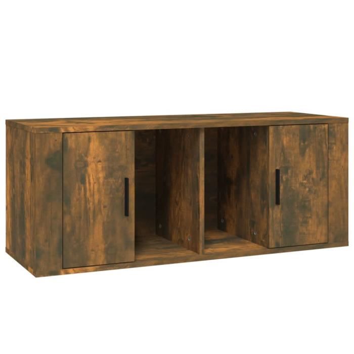 816805 vidaXL TV Stand Smoked Oak 100x35x40 Cm Engineered Wood
