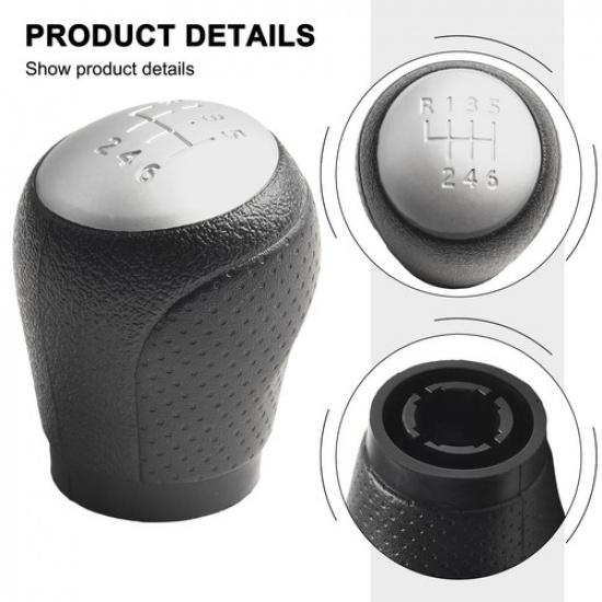 Auto Parts Gear Shift Knob Waterproof 6 Speed Black & Silver Car Accessories