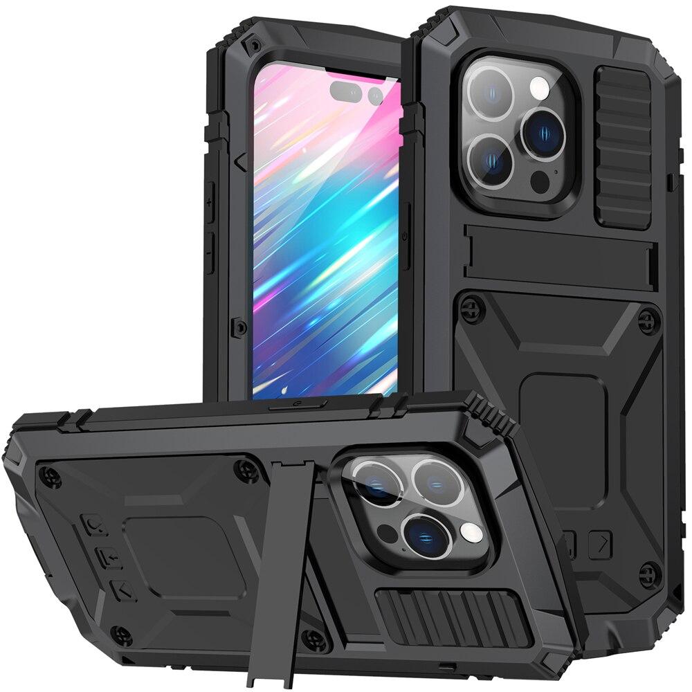 Full Metal Armor Heavy Duty Cover for Apple Iphone 14 13 12 Pro Max Camera Screen Protection Shockproof Phone Case