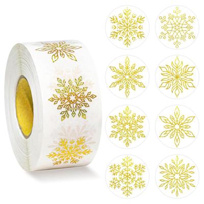 Christmas Snowflake Stickers 500 Pieces Glitter Round Christmas Labels Winter Holiday Envelope Scrapbook Seal for Journal