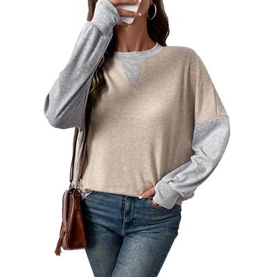 Women's Autumn and Winter Round Neck Colour Collision Splicing Sweatshirt Casual Loose Tops