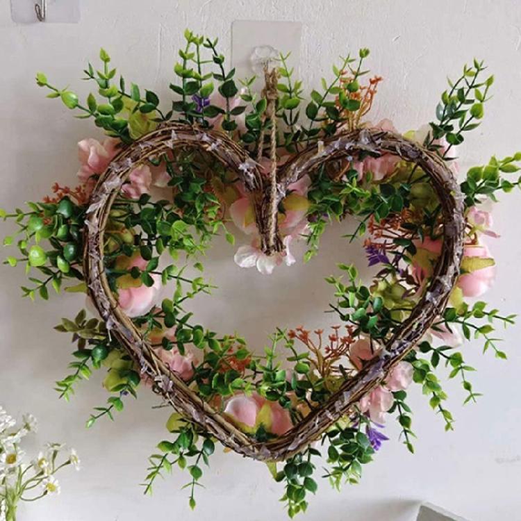 Heart Shaped Wreath Valentine's Wreath Flower Wreath Artificial Rose Garlands