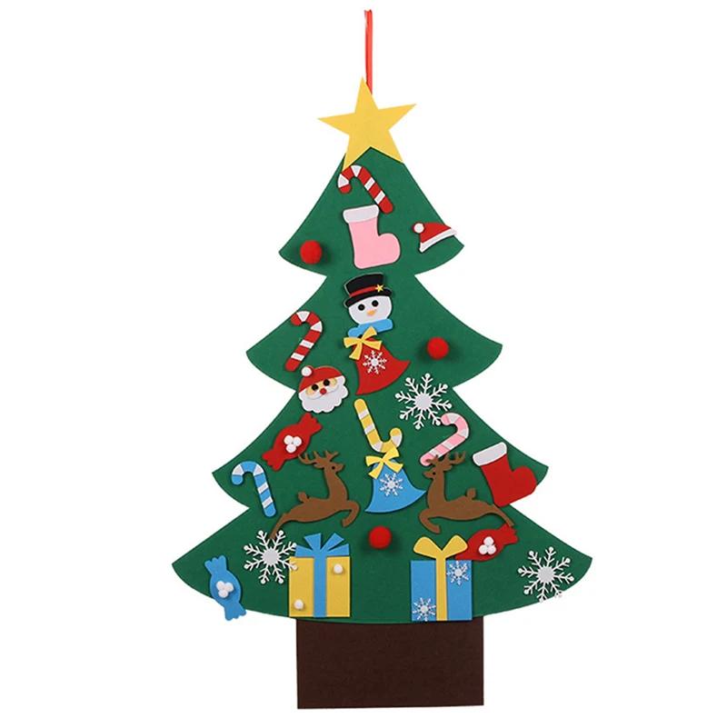DIY Filz Weihnachtsdekorationen Weihnachtsbaum Tür Wandbehang Ornamente Filz-Weihnachtsbaum Neujahr Weihnachtsmann Weihnachten Kindergeschenke