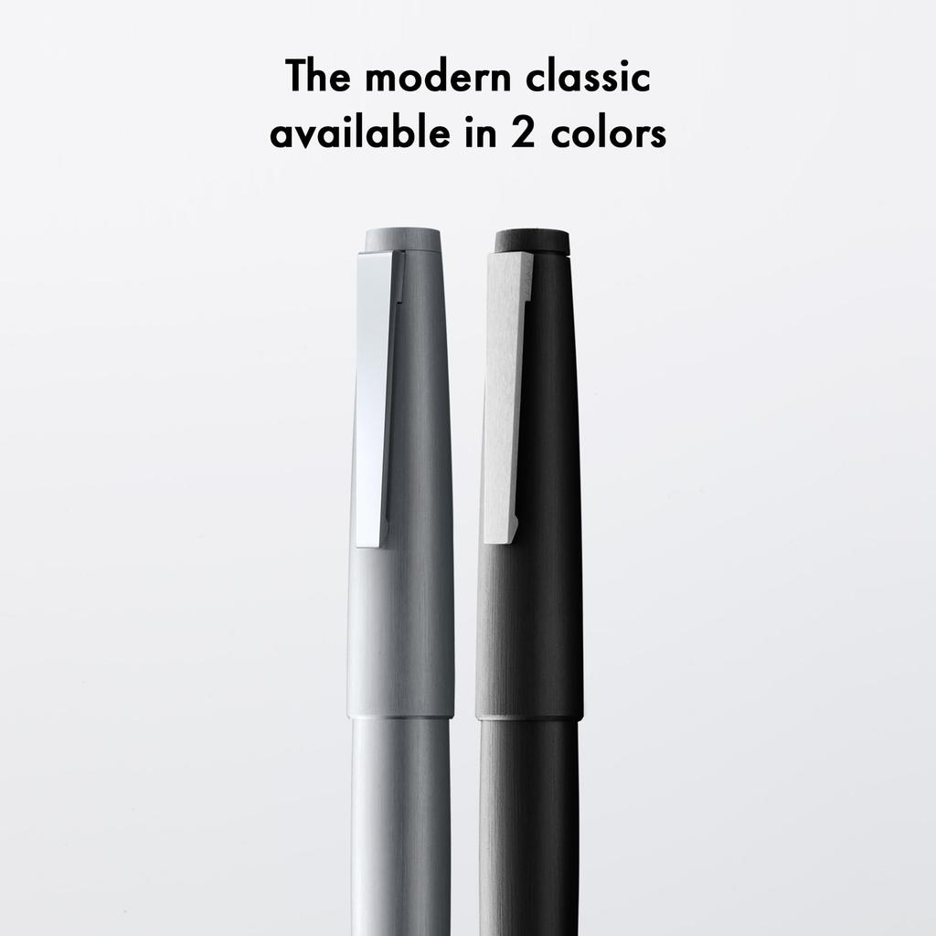LAMY 2000 Metal Fountain Pen EF Nib 14K Gold Platinum-Plated Matte Finish Stainless Steel Body