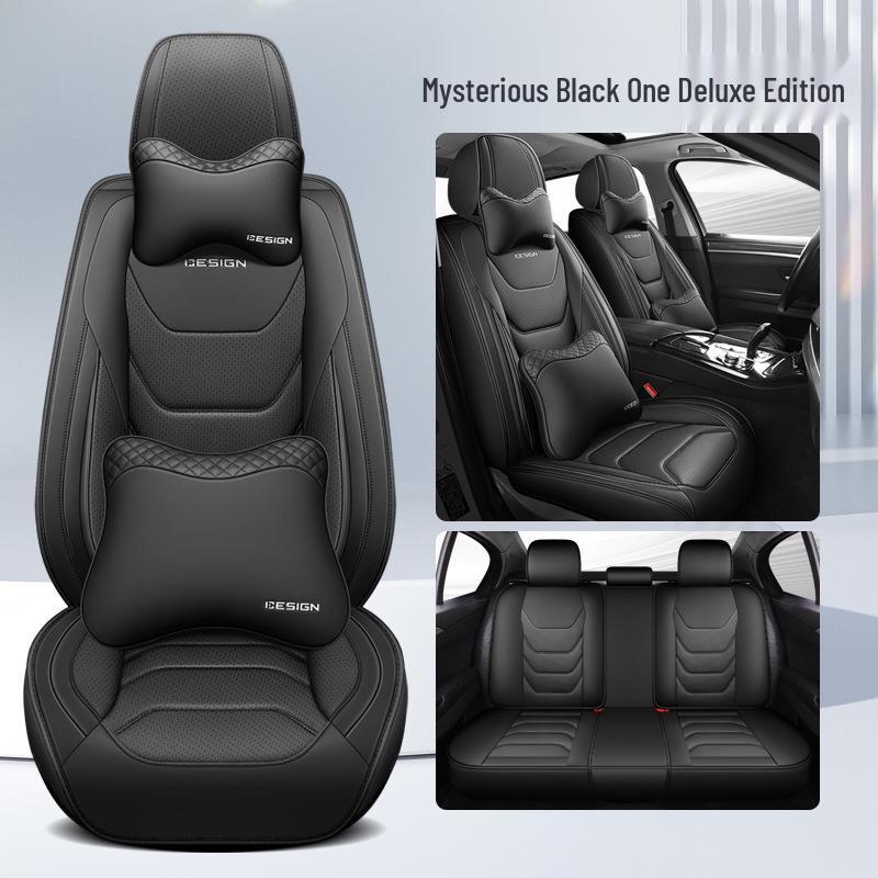 Universal All-Season Five-Seat Leather Car Seat Cover – Full Coverage, Wear-Resistant, Durable, No Removal Needed.