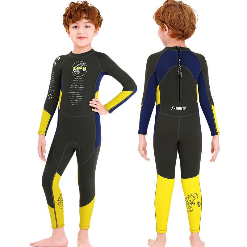 2.5mm Kids Boys Full Wetsuit Long Sleeve Thermal Dive Suit Snorkeling Surfing Swimming Water Sports Protection
