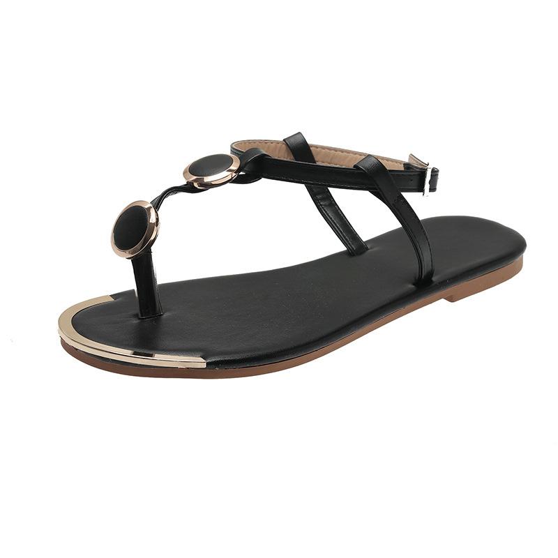 

Модные женские сандалии 2025 Новые летние шлепанцы Повседневные сандалии на плоской подошве Модная роскошная дизайнерская обувь Женские сандалии с открытым носком для повседневной носки 43 чёрный