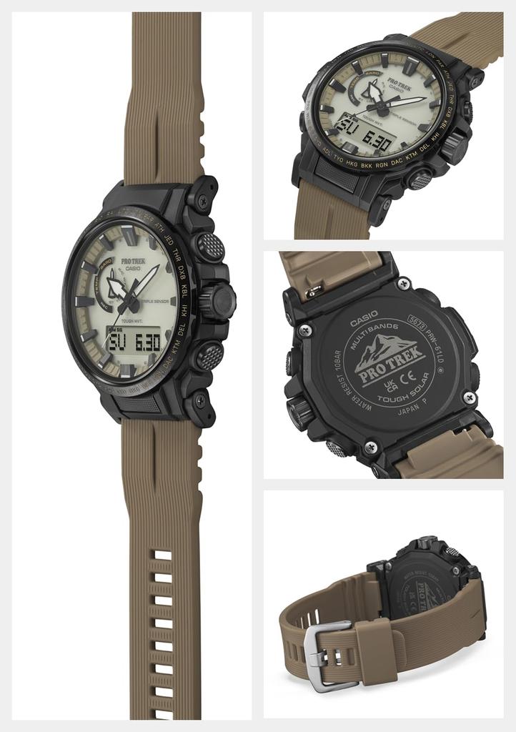 Casio Pro Trek Watch [Official Japanese Product] Climber Line Radio-Controlled Solar Watch with Biomass Plastic Construction, PRW-61LD-5JF, Men's
