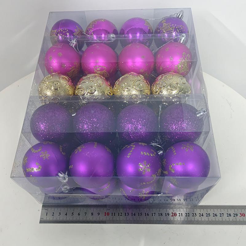 Purple & Gold Christmas Ornament Ball Set - 40pcs, 6CM Electroplated Plastic