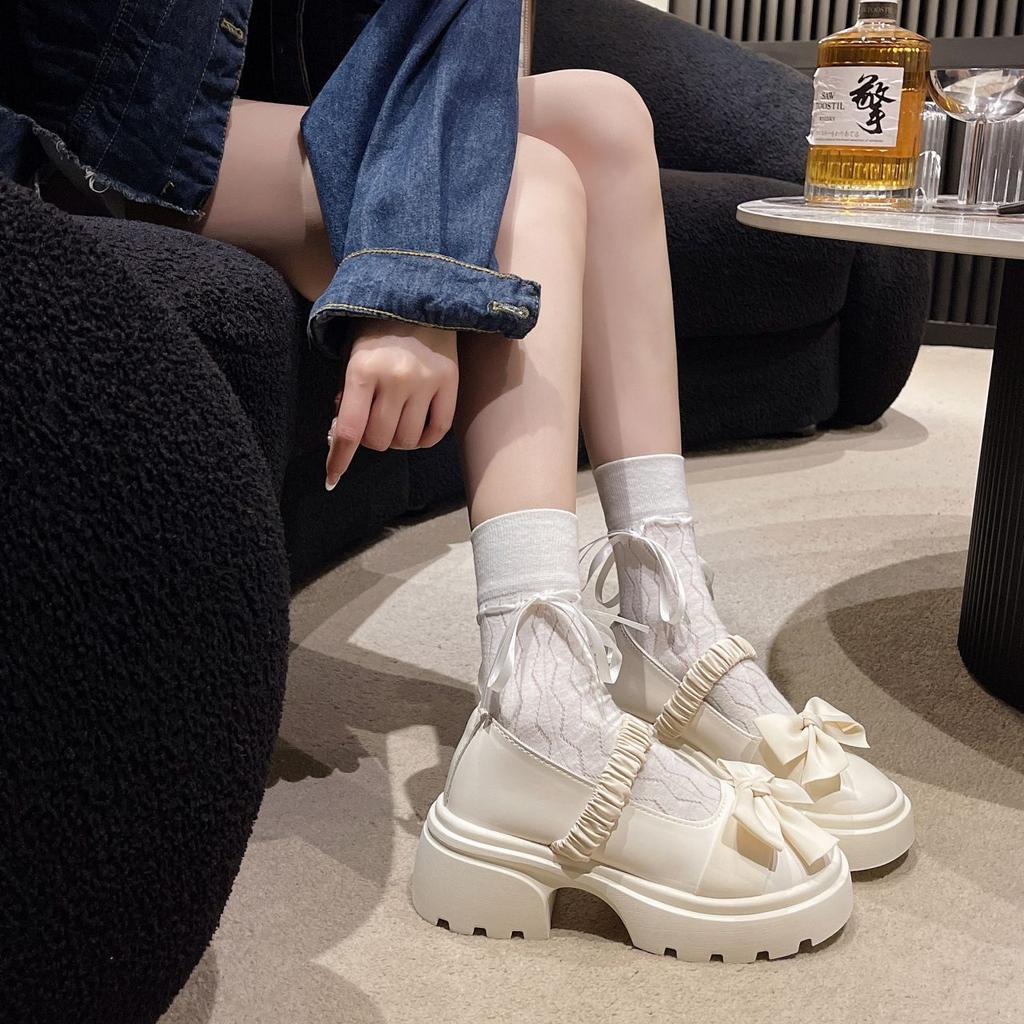Girls French platform sweet British small single shoes versatile bow Mary Jane jk2025 summer and autumn new