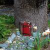 Miniature Fairy Garden Door Wooden Mini Garden Door Elf Door Figurines Wooden Sculpture Trees Garden Decoration Fairy Door