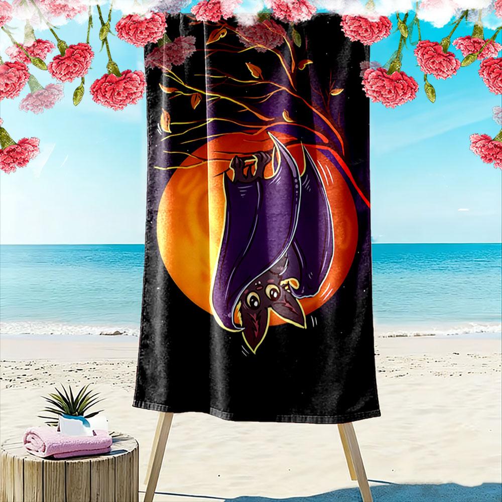Mystical bat under moonlight Print beach towel, quick drying, suitable for travel, outdoor sports, jogging, the beach and swimming, gift