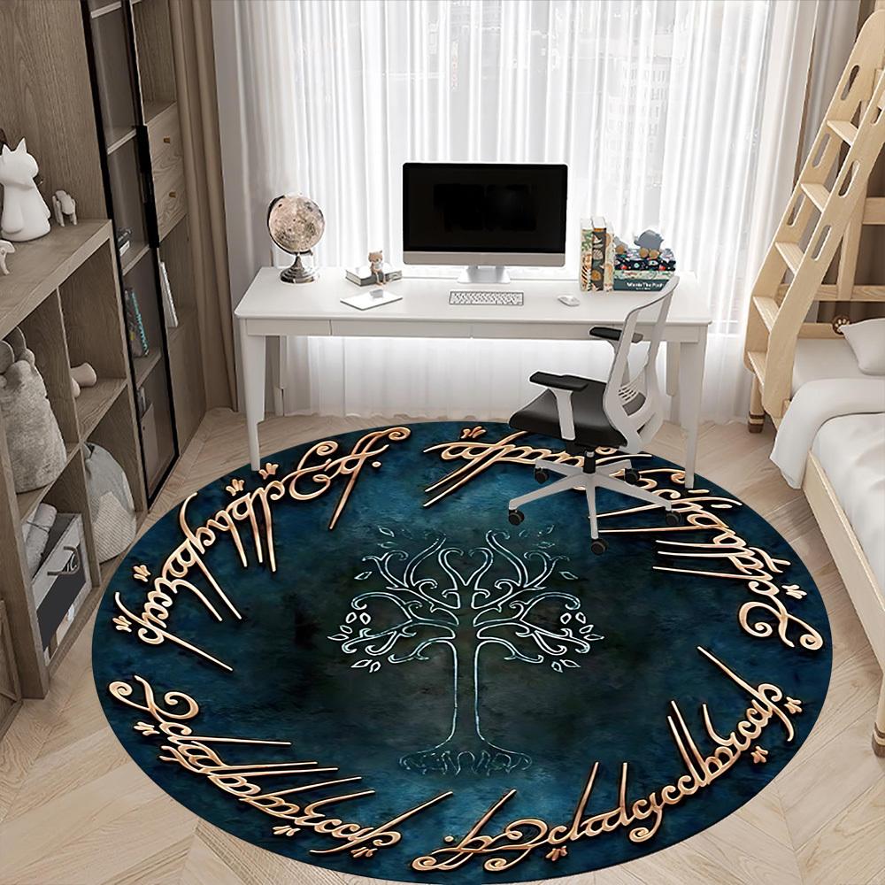 1pc Lord of the Rings Office Round Area Rug, Indoor Mat Suitable For Office, Under Office Chairs Bedroom Living Room Home Decor, Room Deco