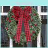 Handcrafted Christmas Decoration Red And Black Plaid Bow For Festive Tree Ornament