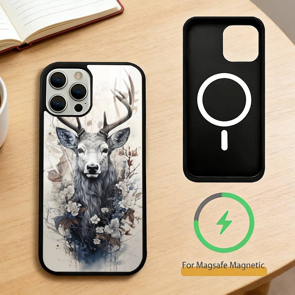 Elk In my Dream Phone Case For iPhone 14,16,15,13,17,12,Plus,Pro,Max Magnetic For Magsafe Frosted Cover