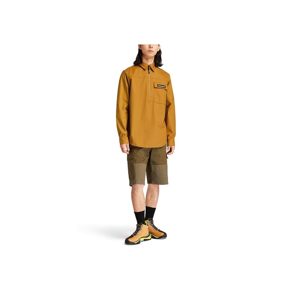 Timberland Fashion Casual Solid Pocket Half-Zip Shirt Men shirts Wheat A23YR-P47