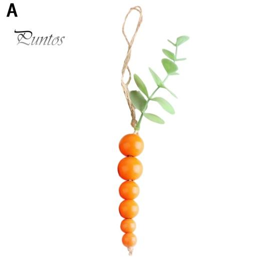 Easter Wooden Carrot Beads String Wood Pendant Spring Home Party Decoration for Birthday Housewarming