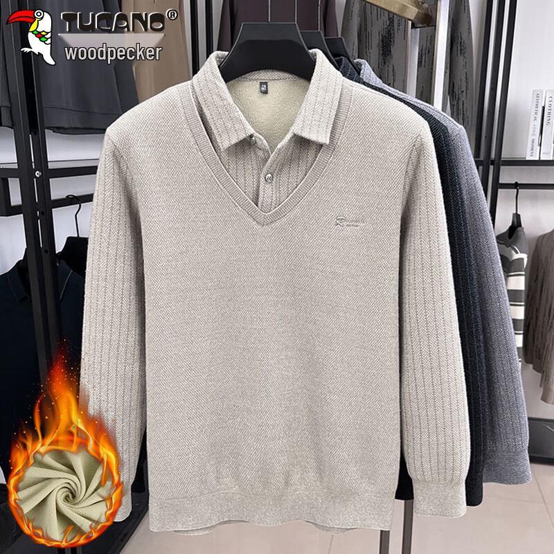 TUCANO Men's Faux Two-Piece Thermal Knit Sweater