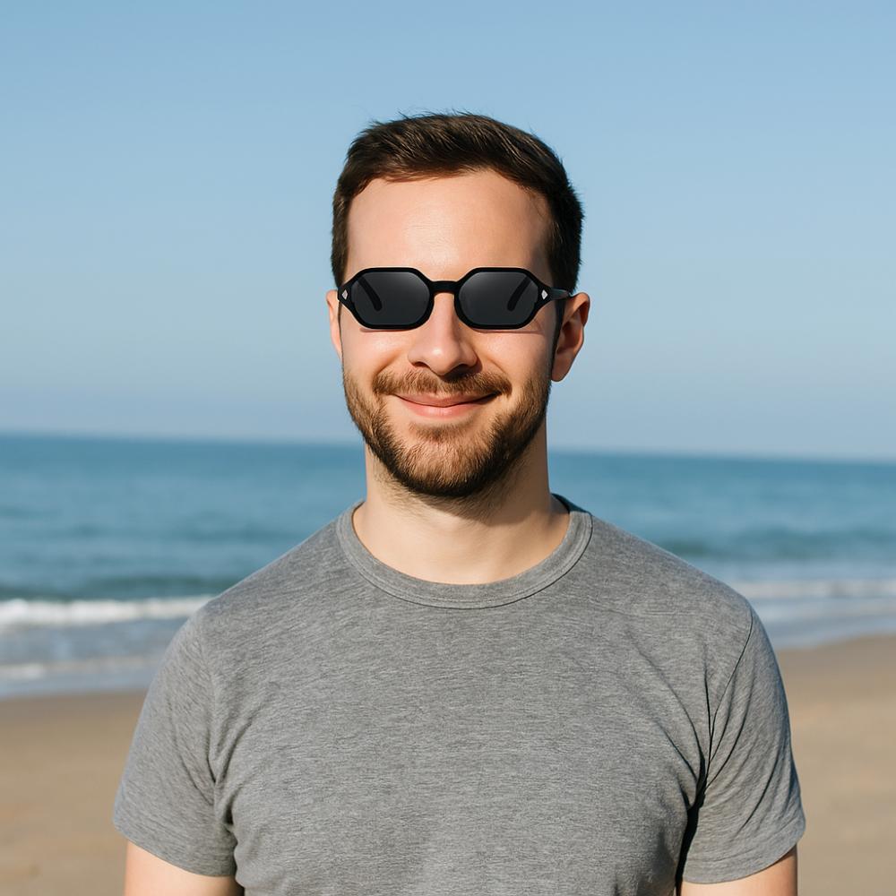 Lightweight Polygonal Sunglasses Blue-light-blocking Men UV400 Eyewear Travel