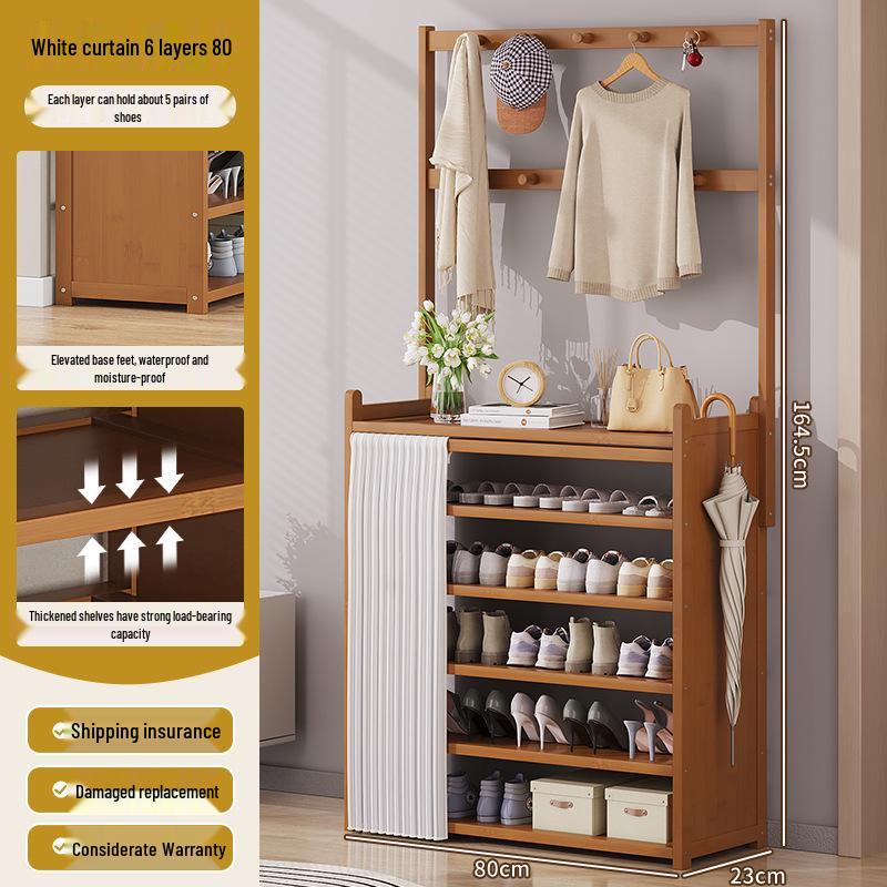 Multi-layer Dustproof Bamboo Shoe Rack for Entryway