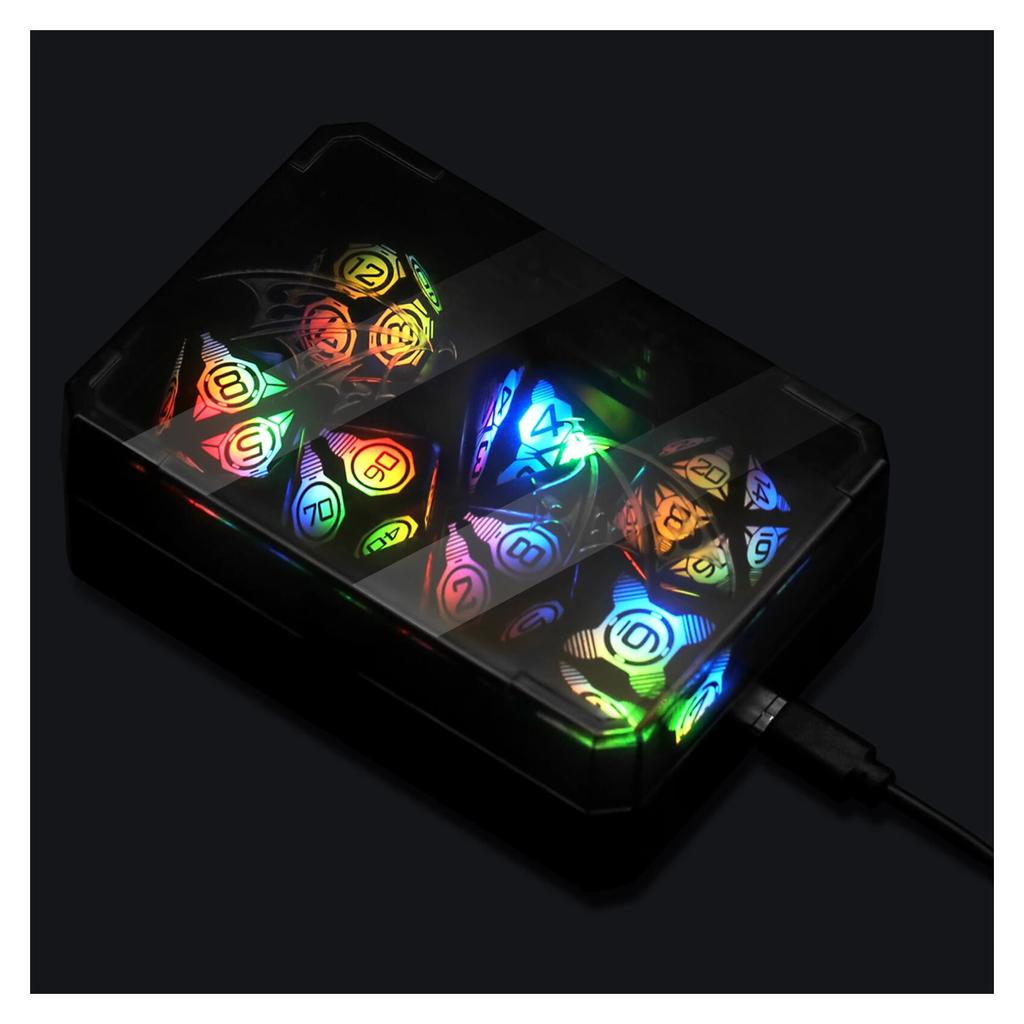 Magnetic Charging LED Dice with Charging Box DND Dice Dungeons and Dragons Dice Polyhedral Dice Set for Tabletop Game