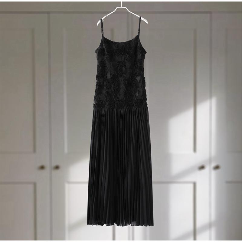 3D Flower Patchwork Long Dress Women Spaghetti Strap Sleeveless Backless Elegant Evening Dresses