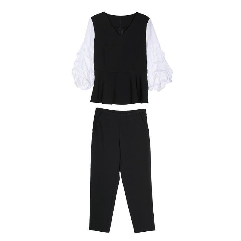 Autumn New Large-size Women's Clothing Fat MM Slim Fit and Slim Meat Professional Fashion and Fashionable Two-piece Set 200 Catties