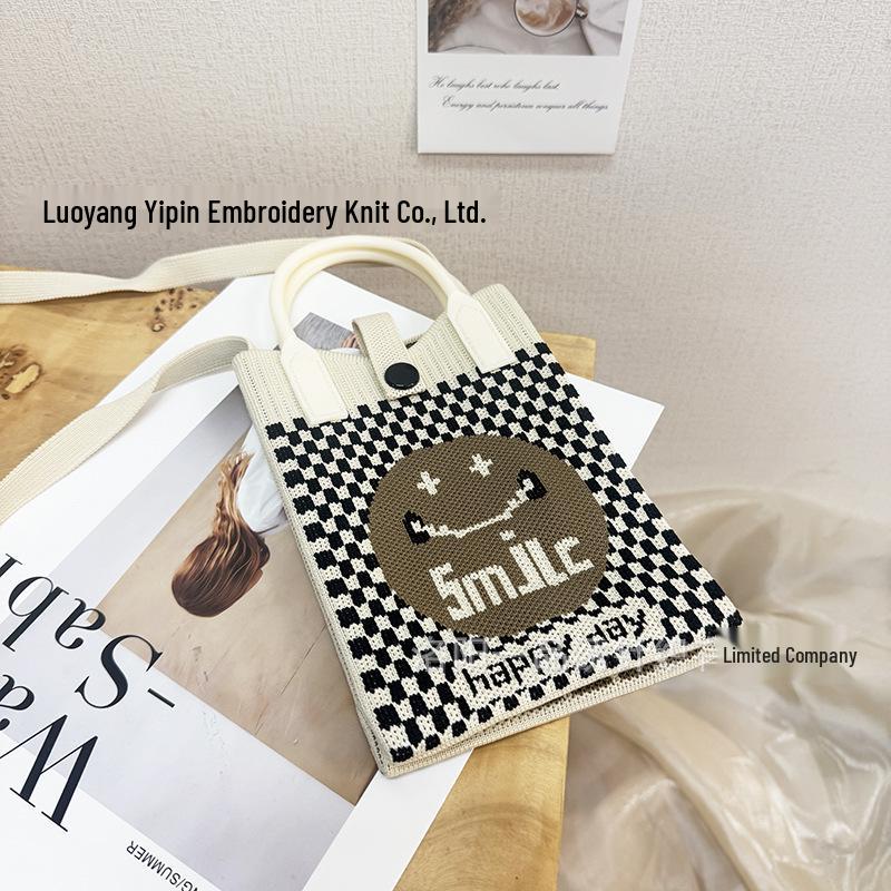 Cute Cartoon Dopamine Knit Crossbody Phone and Coin Bag