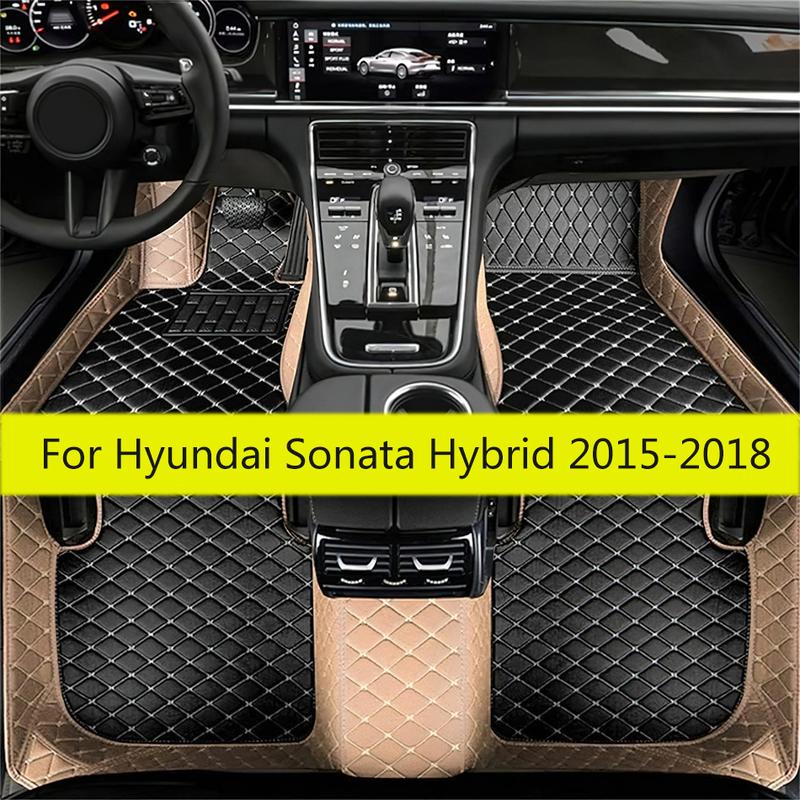 For Hyundai Sonata Hybrid 2015 2016 2017 2018 Car Floor Mats Auto Leather Carpets Pads Full Set Foot Matts Rugs