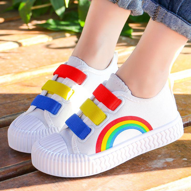 Children's Canvas Shoes Girls' Shoes Girls' Small White Shoes Baby Board Shoes Rainbow Boys' Single Shoes